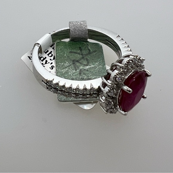 14k White Gold Diamond & Ruby Ring - Picture 9 of 9